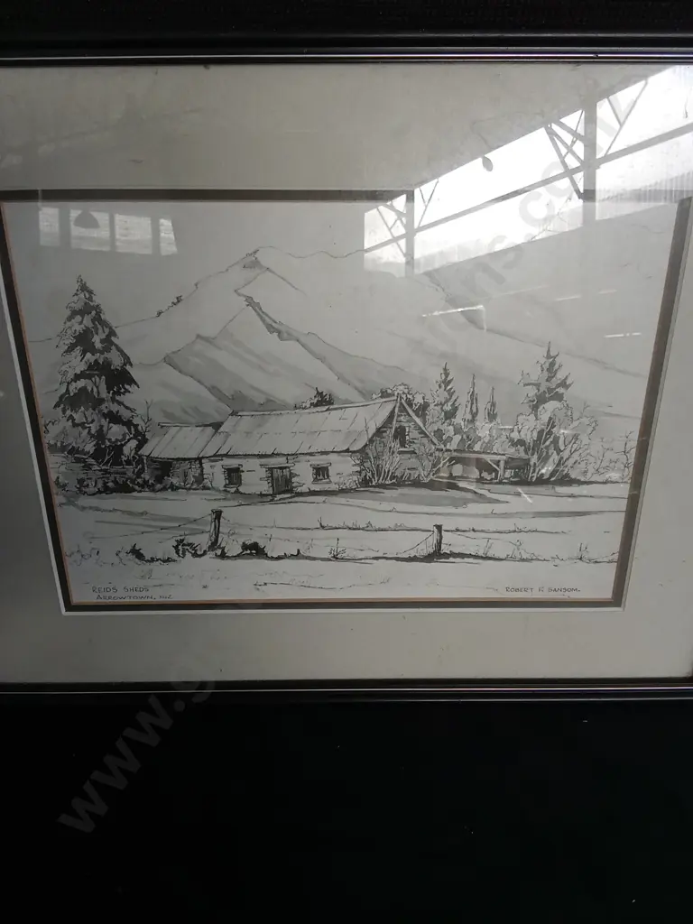 2 FRAMED DRAWINGS BY ROBERT F. SANSOM Image 1++