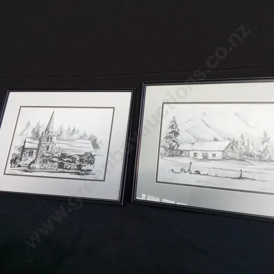 2 FRAMED DRAWINGS BY ROBERT F. SANSOM