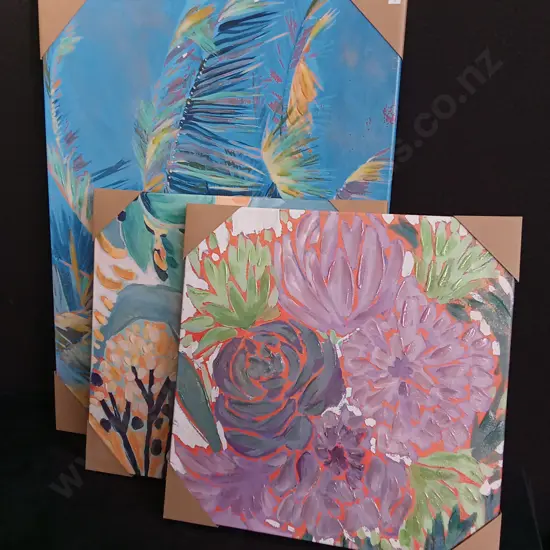 3 PIECES TEXTURED CANVAS ARTWORKS