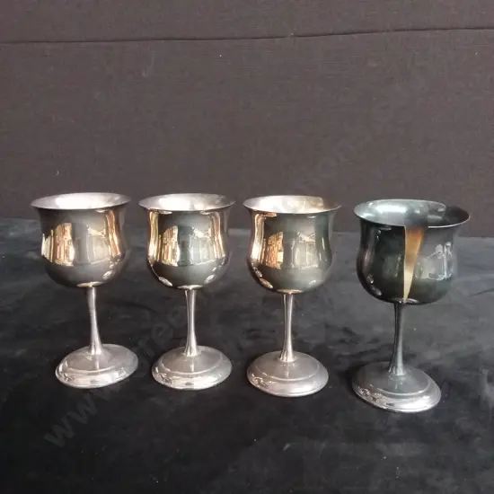 4 PRESTIGE SILVERWARE GOBLETS 1 DAMAGED