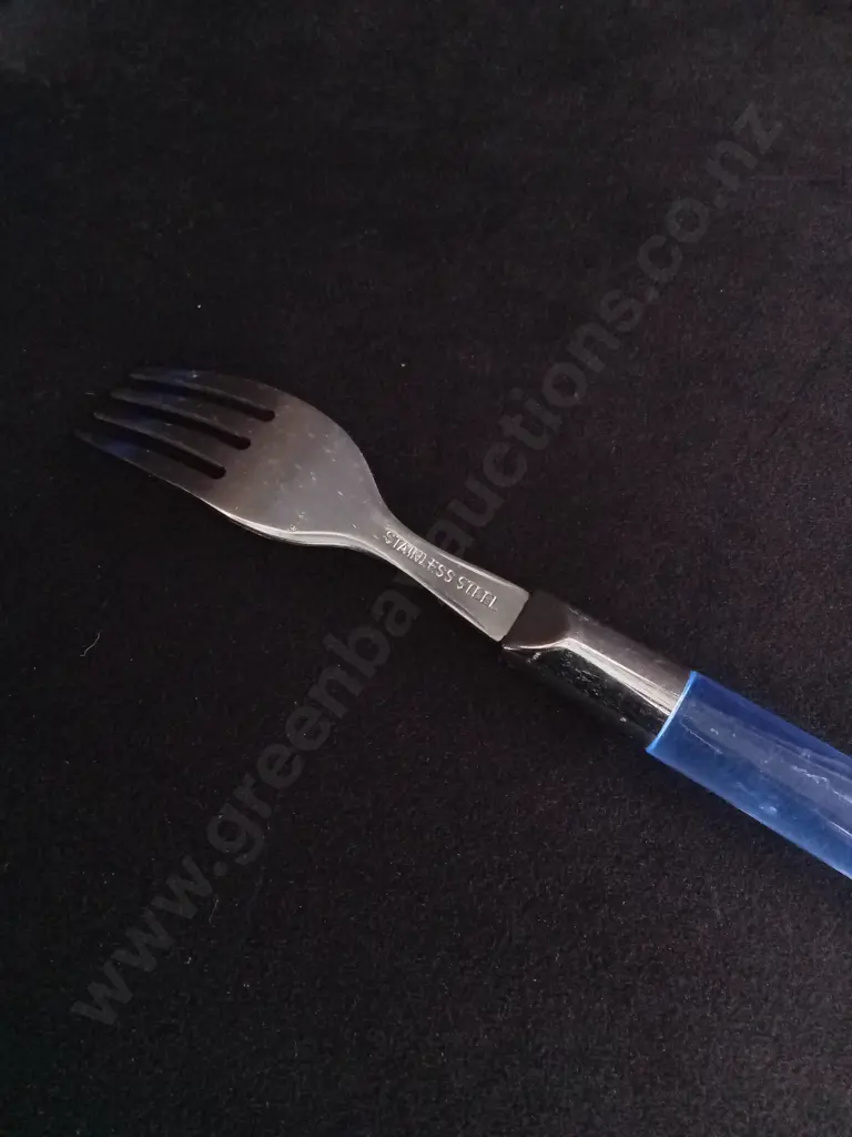 STAINLESS STEEL BLUE HANDLED FLATWARE SET Image 1++