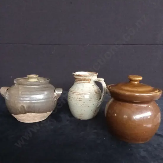 3 HANDCRAFTED AND GLAZED POTTERY ITEMS