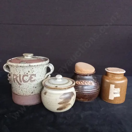 4 POTTERY JARS