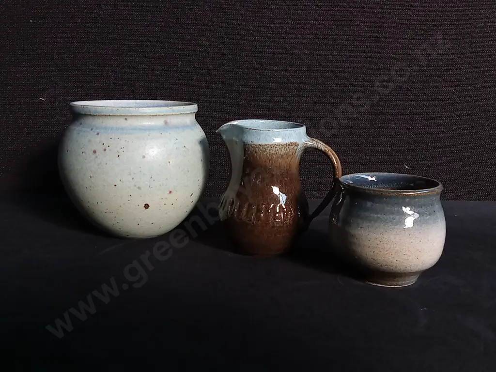 3 PIECES VINTAGE STUDIO POTTERY CERAMICS Image 1++