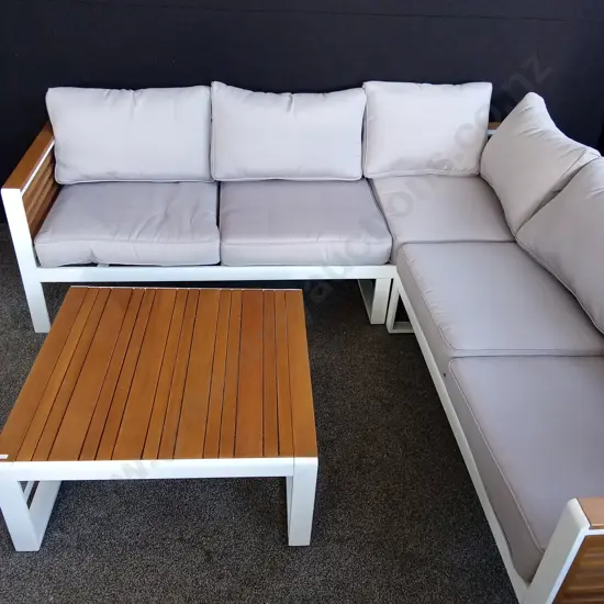 3 PIECE OUTDOOR COUCH AND TABLE SET