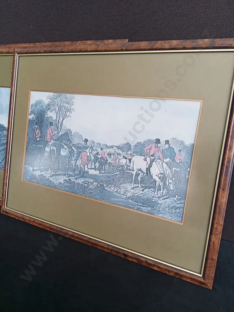 SET OF 4 FRAMED ENGLISH FOX HUNTING PRINTS Image 1++