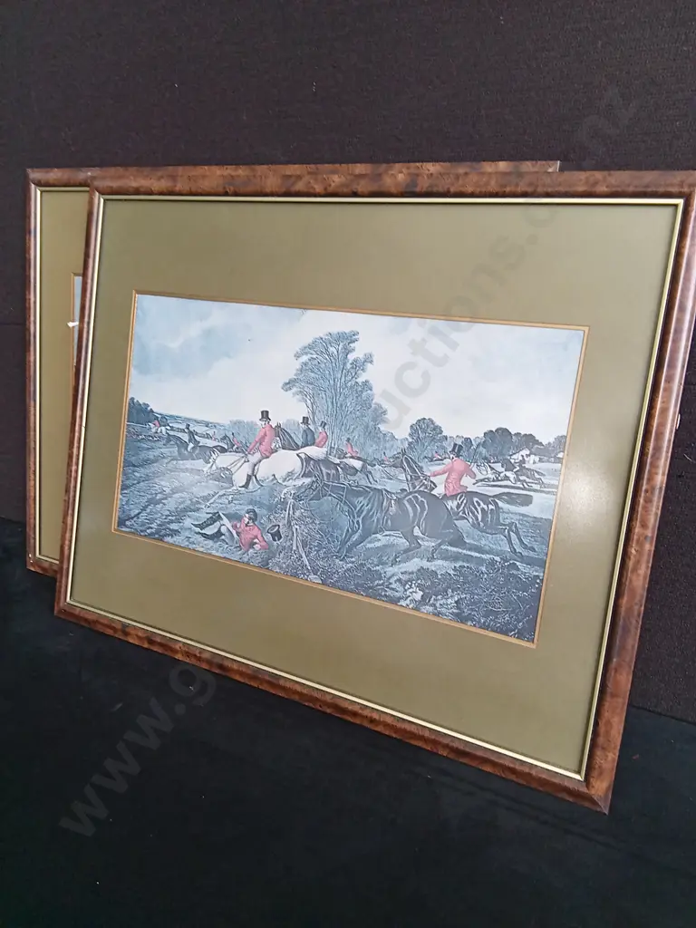 SET OF 4 FRAMED ENGLISH FOX HUNTING PRINTS Image 1++