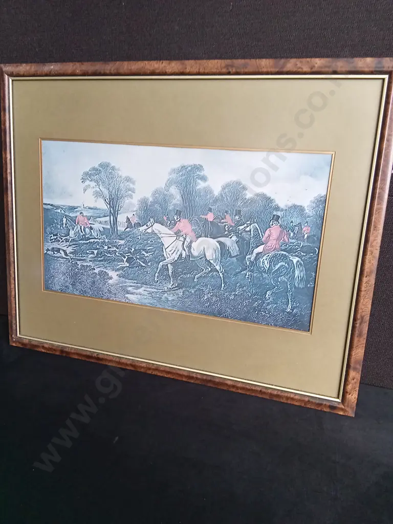 SET OF 4 FRAMED ENGLISH FOX HUNTING PRINTS Image 1++