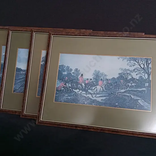 SET OF 4 FRAMED ENGLISH FOX HUNTING PRINTS