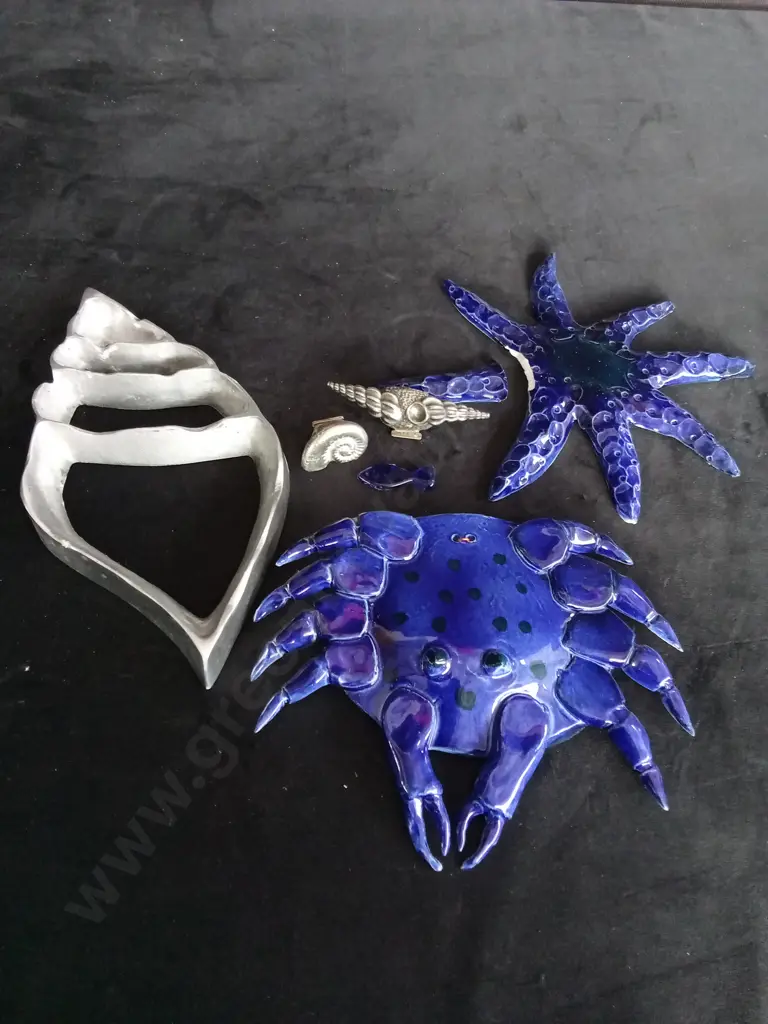 6 DECORATIVE OCEAN ITEMS - STARFISH ARM BROKEN, BUT PART IS INCLUDED Image 1++