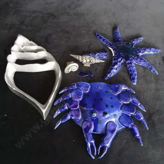 6 DECORATIVE OCEAN ITEMS - STARFISH ARM BROKEN, BUT PART IS INCLUDED