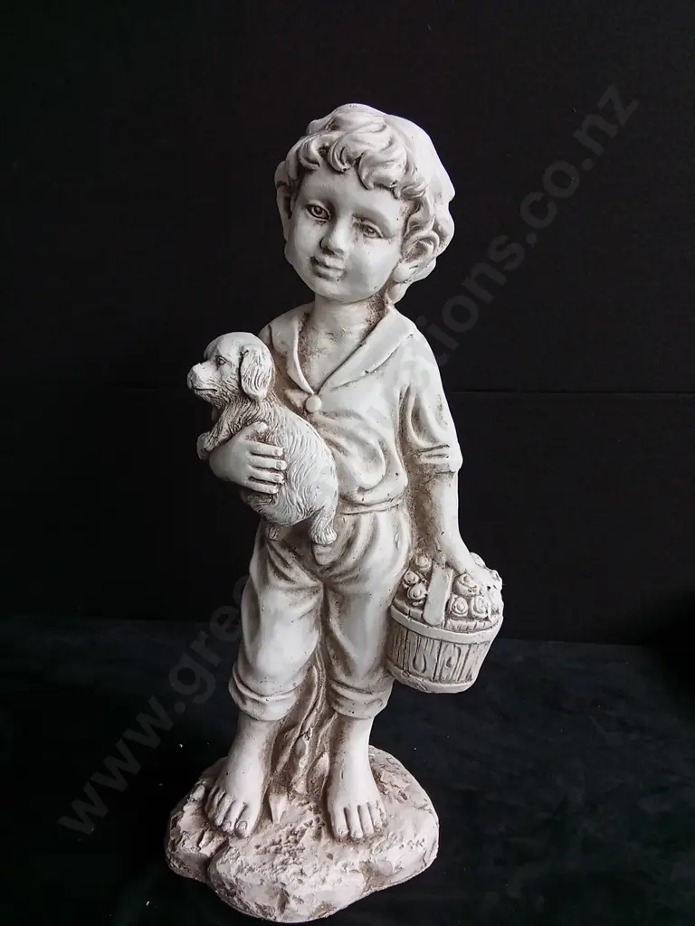 TAKASHO FIGURINE BOY WITH DOG H 50CM BRAND NEW Image 1++
