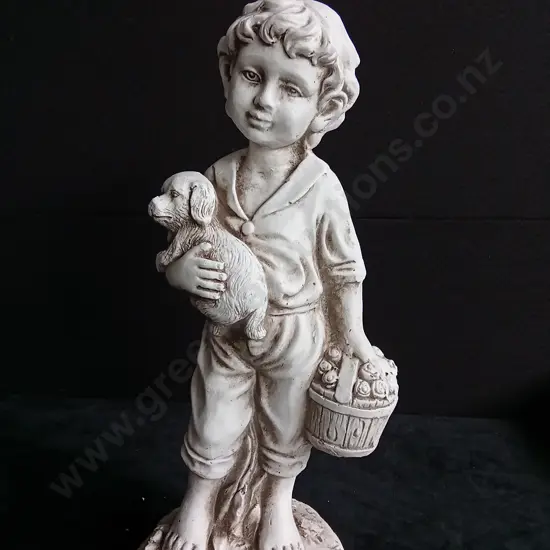 TAKASHO FIGURINE BOY WITH DOG H 50CM BRAND NEW