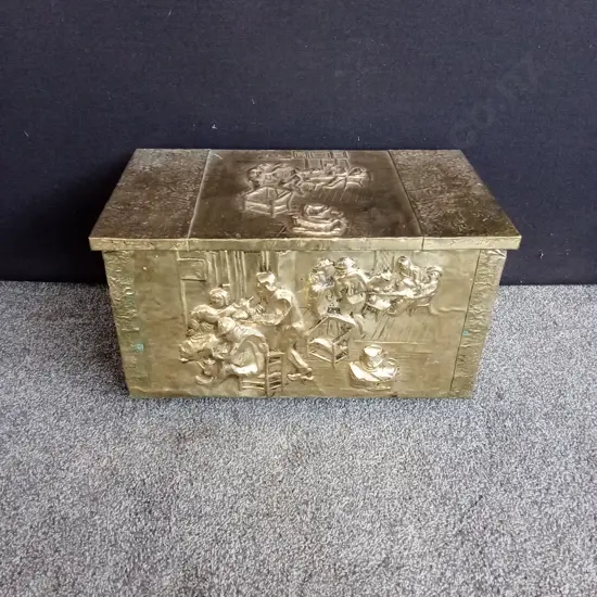 VINTAGE BRASS BOX MISSING 1 LEG H33CM L58CM D33CM