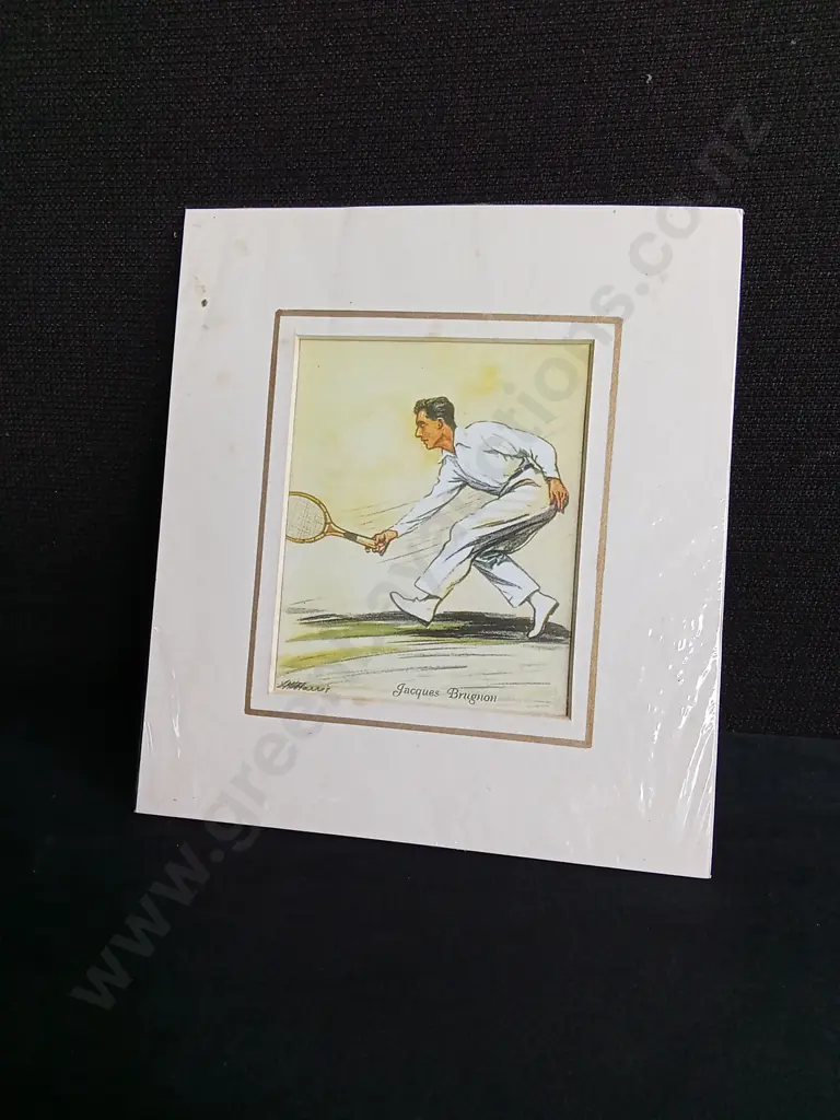 VINTAGE ART DECO TENNIS PRINT, JAQUES BRUGNONN, PACKAGED Image 1++