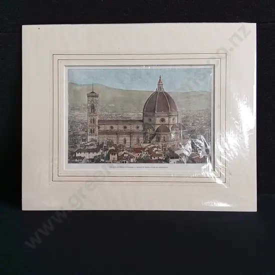 VINTAGE MATTED PRINT OF FLORENCE DUOMO CATHEDRAL, PACKAGED
