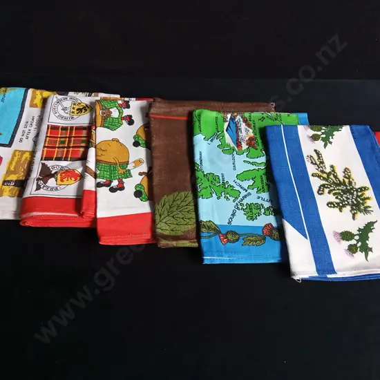 6 VINTAGE COTTON SOUVENIR TEA TOWELS