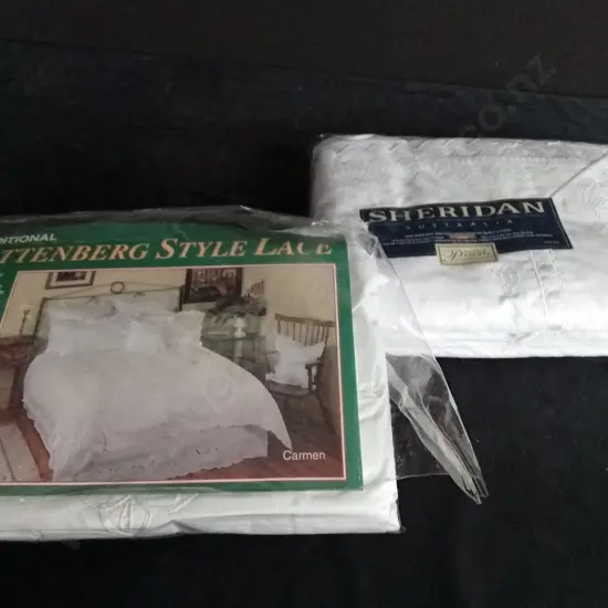 KING BED QUILT COVER AND BATTENBERG STYLE LACE