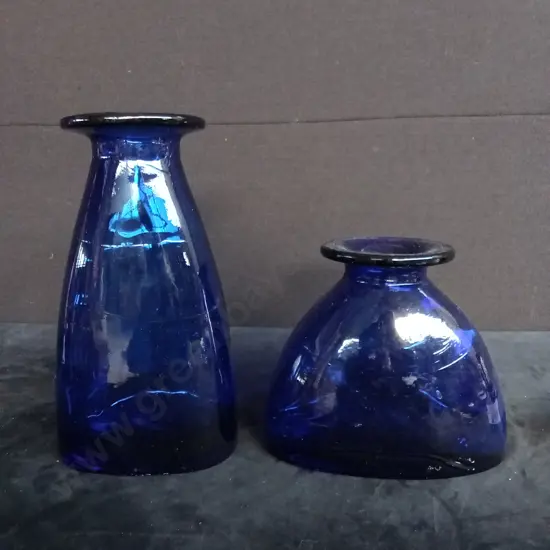 2 COBALT BLUE VASES
