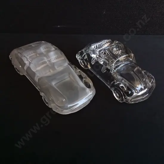 PAIR OF VINTAGE HOFBAUER CRYSTAL CAR PAPERWEIGHTS