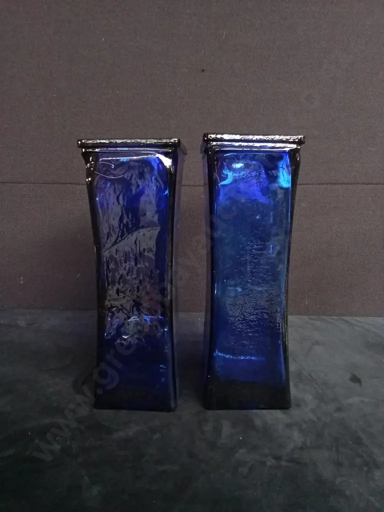 2 COBALT BLUE VASES Image 1++