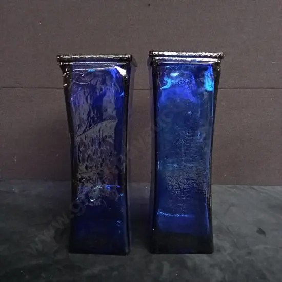 2 COBALT BLUE VASES