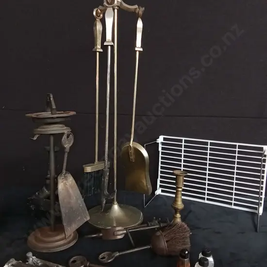 VINTAGE FIREPLACE TOOLS AND OTHER ITEMS