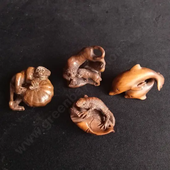 4 CHINESE CARVED ANIMAL FIGURES