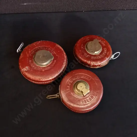 3 VINTAGE RABONE CHESTERMAN TAPE MEASURES
