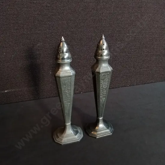 VINTAGE POOLE "CORTEZ" ASTOR SILVER PLATED SALT AND PEPPER SHAKERS