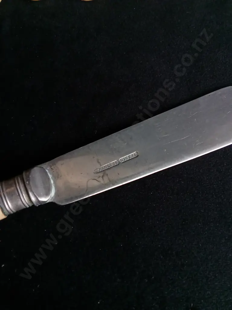 COLLECTION OF VINTAGE FISH AND TABLE CUTLERY, IVORINE FAUX BONE HANDLES, STAINLESS NICKEL Image 1++