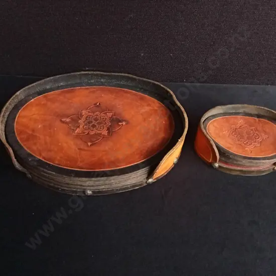 LEATHER PLACE MATS AND MATCHING COASTERS