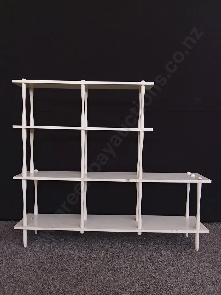 L-SHAPED MID-CENTURY MODERN WHAT NOT SHELVING UNIT H1.23M L1.44M Image 1++