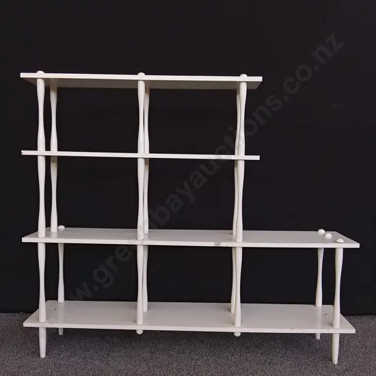 L-SHAPED MID-CENTURY MODERN WHAT NOT SHELVING UNIT H1.23M L1.44M
