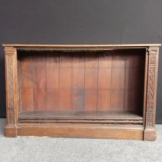 ANTIQUE DARK WOODEN BOOKCASE WITH 2 SHELVES L1.67M 39CM H1.03M