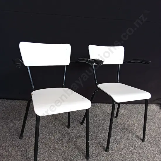 2 VINTAGE WHITE FORMICA SEATS