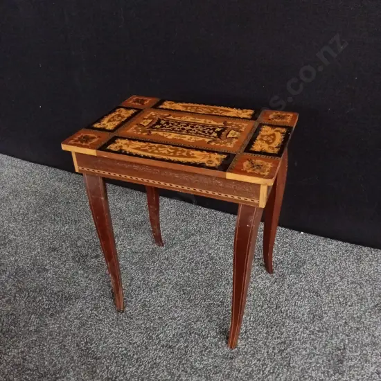 VINTAGE ITALIAN MUSICAL SIDE TABLE, W 37 CM X H 43 CM X D 28 CM