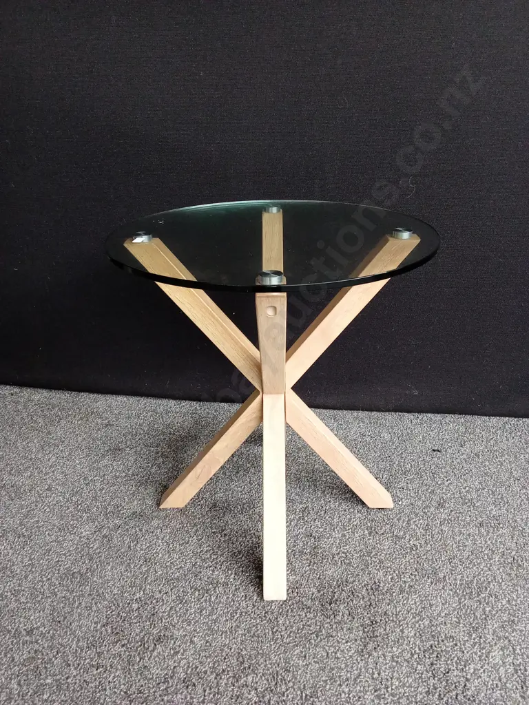 METAL AND GLASS SIDE TABLE H55CM L50CM Image 1++