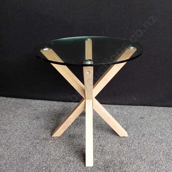 METAL AND GLASS SIDE TABLE H55CM L50CM