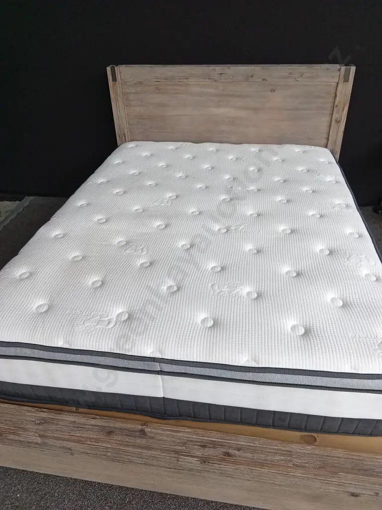 WOODEN BED BASE WITH MATTRESS DOUBLE/QUEEN Image 1++