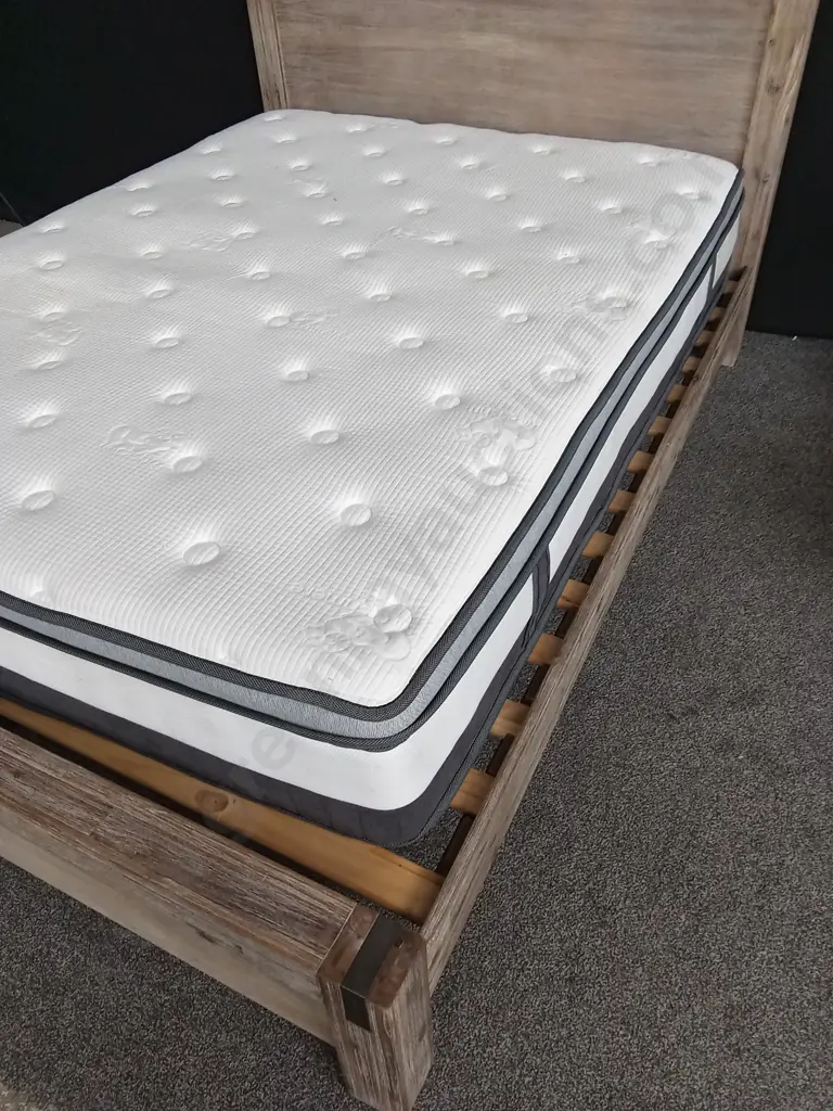 WOODEN BED BASE WITH MATTRESS DOUBLE/QUEEN Image 1++