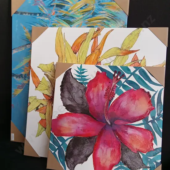 3 PIECES TEXTURED CANVAS ARTWORKS