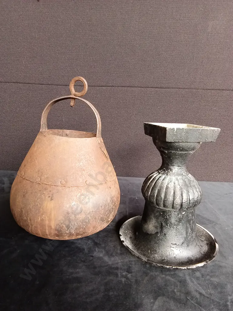 VINTAGE IRON POT AND URN PLANTER Image 1++