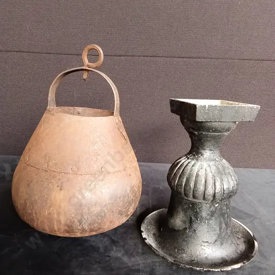 VINTAGE IRON POT AND URN PLANTER