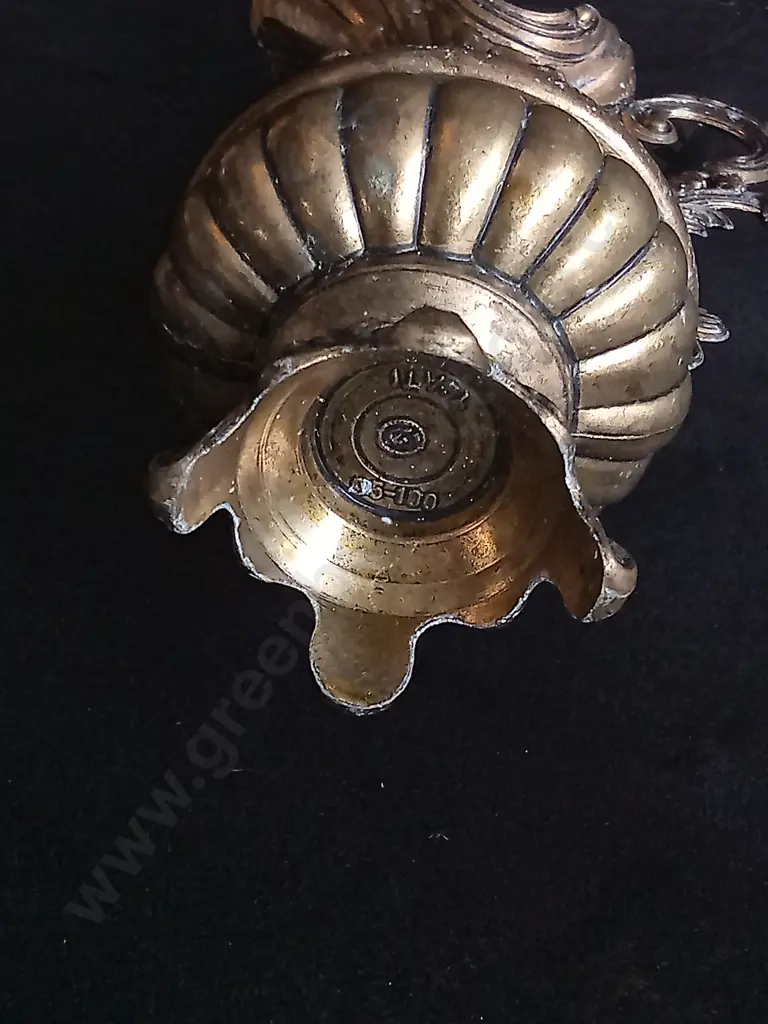 PAIR OF VINTAGE ITALIAN PEWTER EWER VASES, 95% PELTRATO ROCOCO DECOR, TALLEST H 40 CM Image 1++