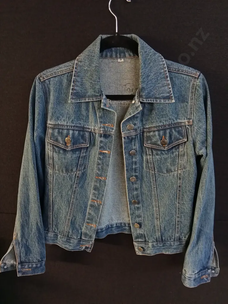 PAIR OF DENIM JACKETS WITH BEDDAZLED WELSH DRAGON ON BACK, SIZE 8 AND 18 Image 1++