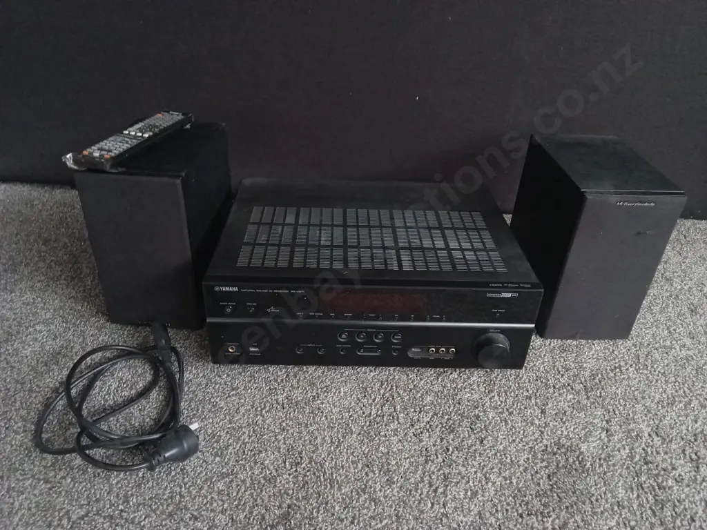 YAMAHA HOME THEATER AV RECEIVER & SATELLITE SPEAKERS, WHARFDALE OBSIDIAN 600 HCP HOME CINEMA SPEAKER SYSTEM, WORKING Image 1++