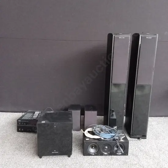 YAMAHA HOME THEATER AV RECEIVER & SATELLITE SPEAKERS, WHARFDALE OBSIDIAN 600 HCP HOME CINEMA SPEAKER SYSTEM, WORKING