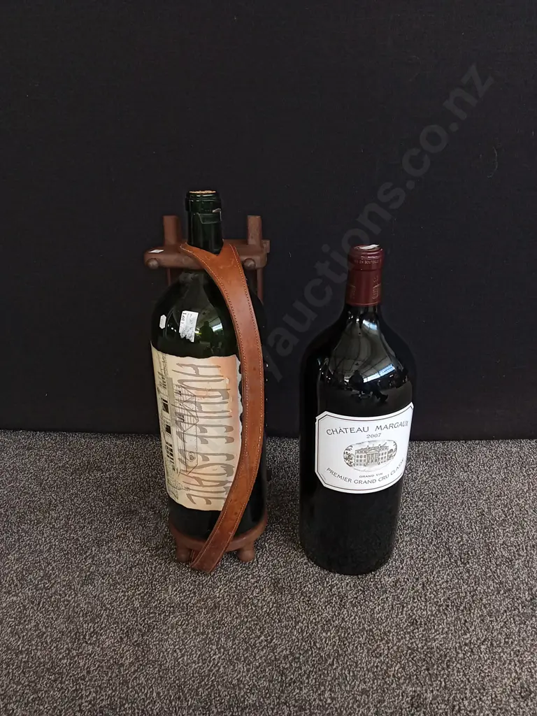 2 VINTAGE LARGE WINE BOTTLES Image 1++