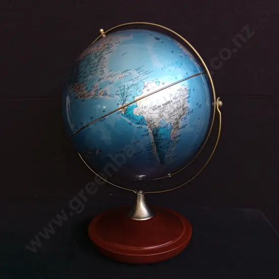 VINTAGE WORLD GLOBE WITH WOODEN BASE